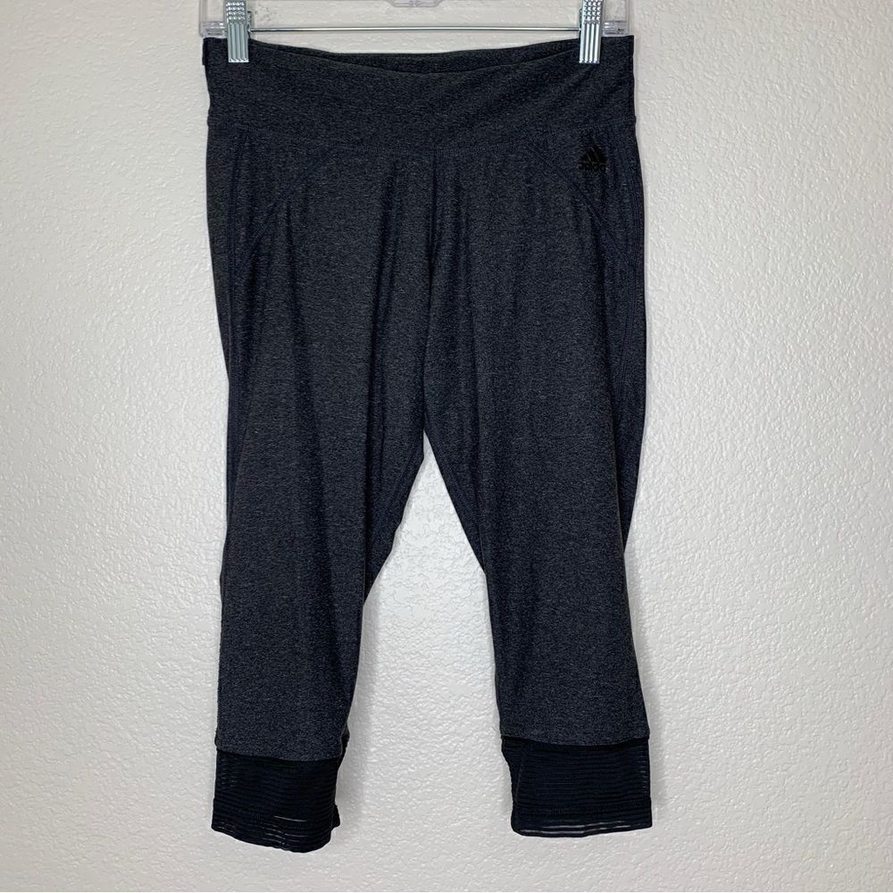 Adidas Climalite Gray Mesh Hem Cropped Leggings